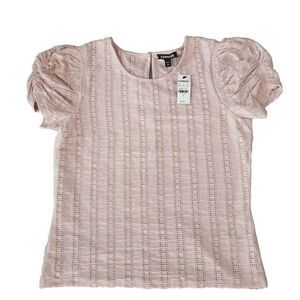 Express Womens‎ Light Pink Top Blush Short Sleeve Textured Bubble Size M NEW